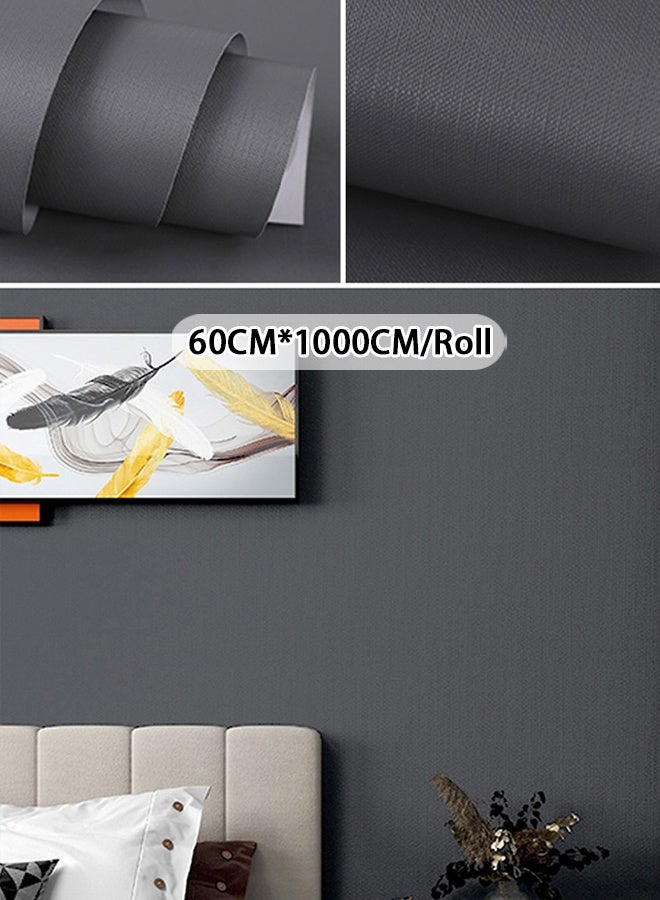 NOAEOU Self-Adhesive Peel and Stick Wallpaper 60cm×10m Waterproof Decorative Contact Paper Roll for Wall Kitchen Bedroom (Dark Grey) - Image 1