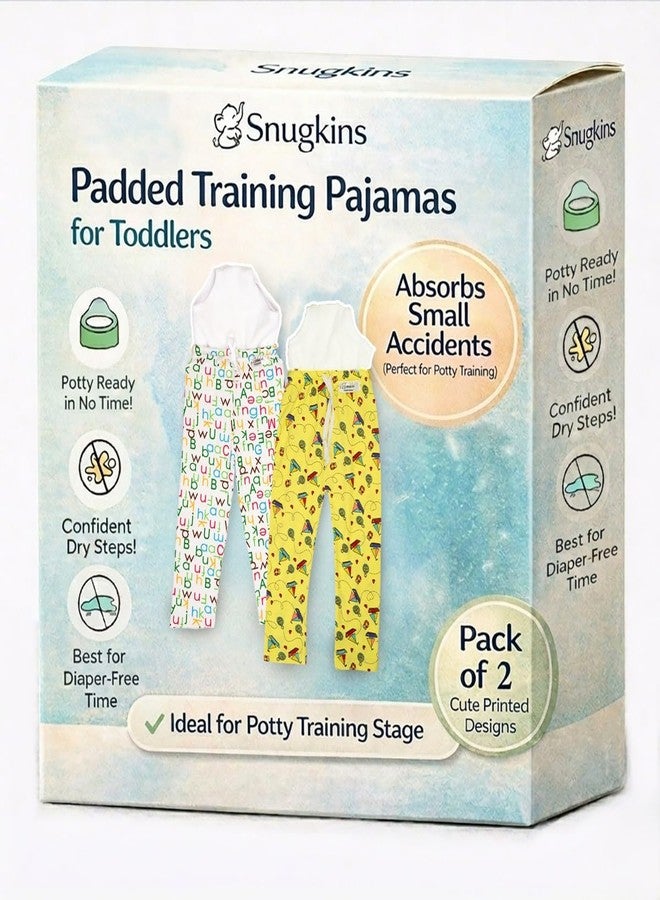 Snugkins Diaper Pants | Potty Training Pajamas for Toddlers, Boys and Girls.100% Cotton. (Alphabet & Boat - Pack 2, 12 Months-24 Months) - Image 1