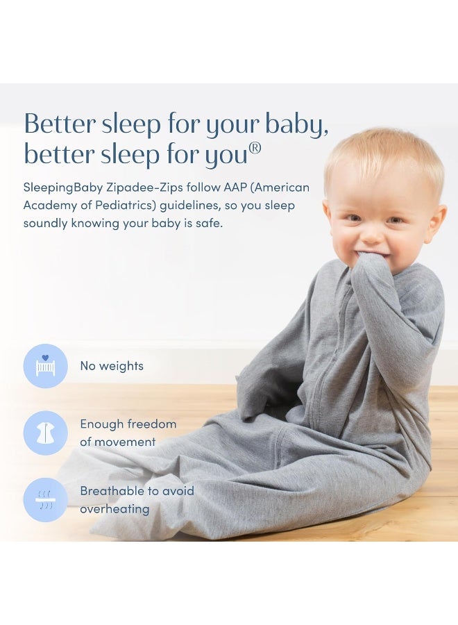 SleepingBaby Zipadee-Zip Transition Swaddle - Cozy Baby Swaddle Blanket with Zipper Convenience - Roomy Wearable Blanket for Easy Diaper Changes - Heather Grey, X-Small (3-6 Month) - Image 5