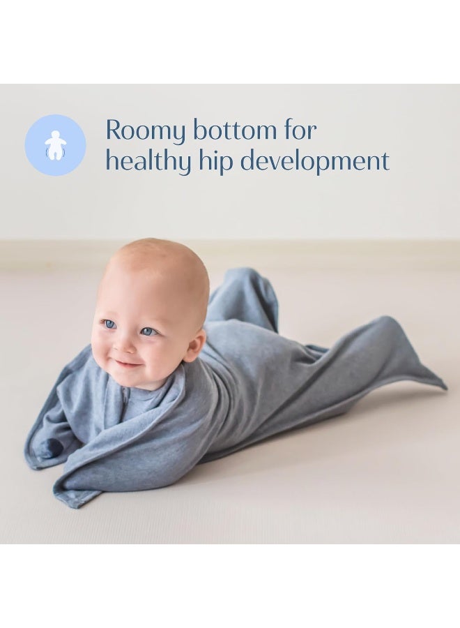 SleepingBaby Zipadee-Zip Transition Swaddle - Cozy Baby Swaddle Blanket with Zipper Convenience - Roomy Wearable Blanket for Easy Diaper Changes - Heather Grey, X-Small (3-6 Month) - Image 4