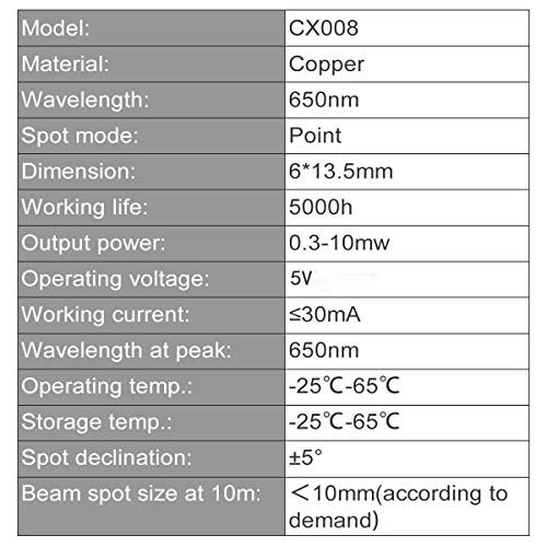 MakerFocus 20pcs 5V 650nm 5mW Red Dot Laser Head Red Laser Diode Laser Tube with Leads Head Outer Diameter 6mm - Image 5