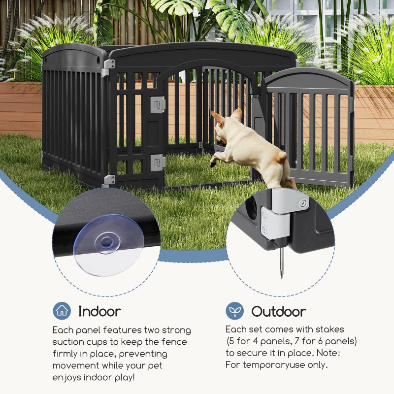 DUMOS Dog Playpen 4 Panel 24" Plastic Exercise Pen with Door Small Puppy, Medium Dogs Animal Pet for Outdoor, Garden, Yard, RV Camping - Black - Image 4
