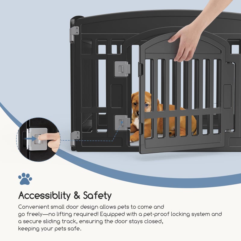 DUMOS Dog Playpen 4 Panel 24" Plastic Exercise Pen with Door Small Puppy, Medium Dogs Animal Pet for Outdoor, Garden, Yard, RV Camping - Black - Image 3