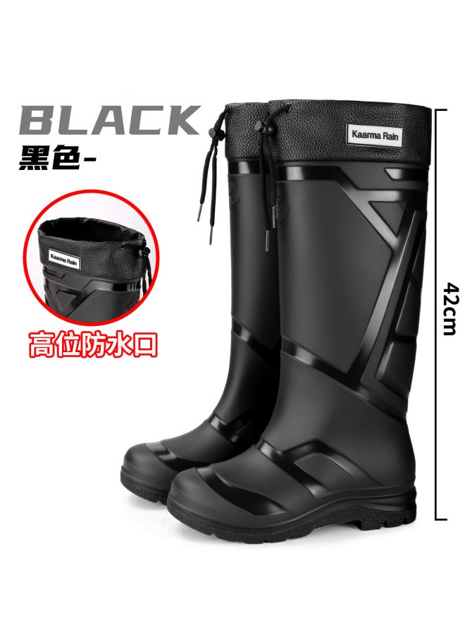 High-top Men's Rain Boots, Waterproof, Non-slip, Wear-resistant, With Rubber Sole, Suitable For Outdoor Fishing And Camping, Thickened Labor Protection Rubber Shoes