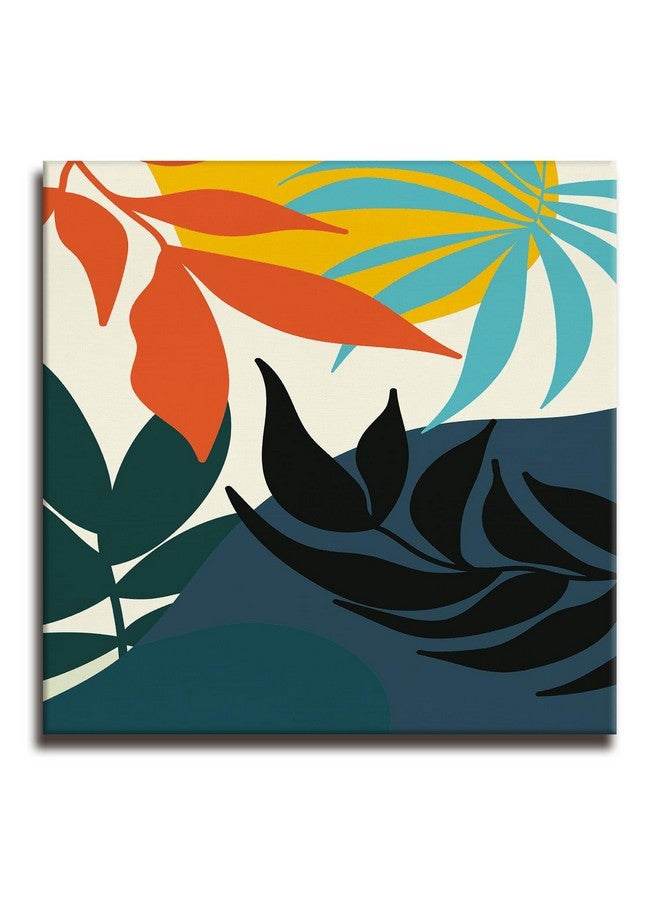 LADECOR Jungle Leave Painting Modern Abstract Art Decoration Canvas Framed Nature Wall Art for Living Room, Bedroom, and Office Wall Décor (24 Inch x 24 Inch, C) - Image 2