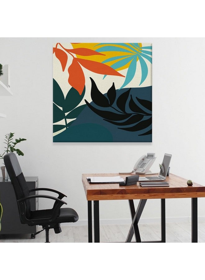LADECOR Jungle Leave Painting Modern Abstract Art Decoration Canvas Framed Nature Wall Art for Living Room, Bedroom, and Office Wall Décor (24 Inch x 24 Inch, C) - Image 4