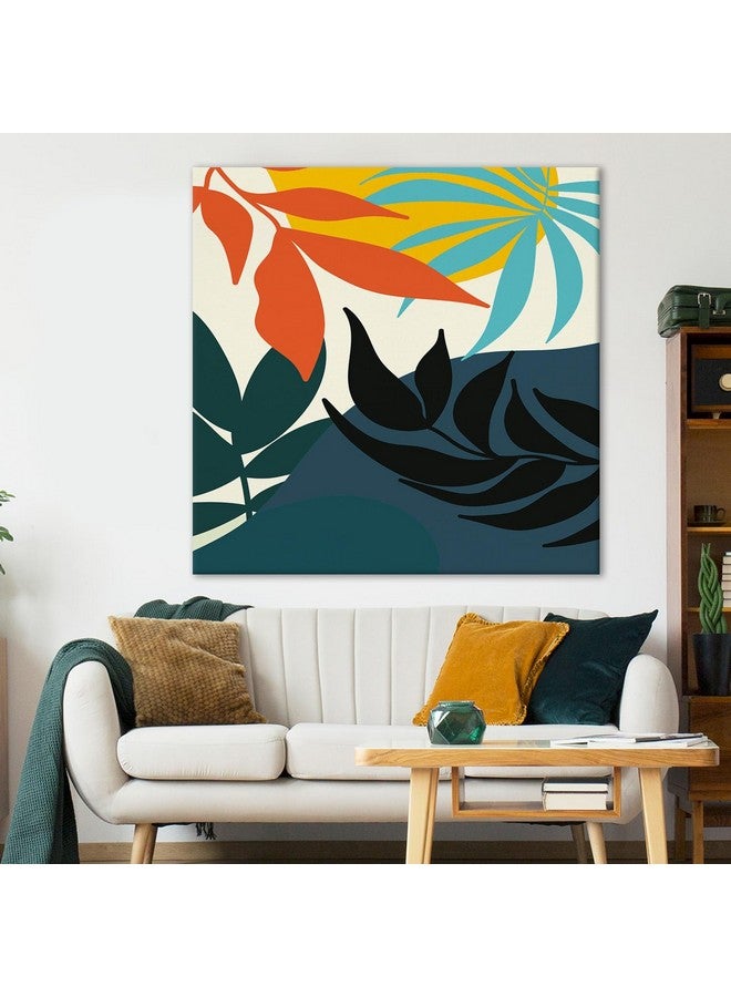 LADECOR Jungle Leave Painting Modern Abstract Art Decoration Canvas Framed Nature Wall Art for Living Room, Bedroom, and Office Wall Décor (24 Inch x 24 Inch, C) - Image 3