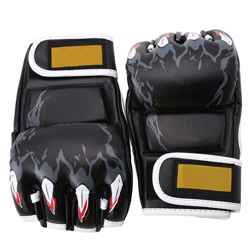 Durable Half Finger Boxing Training Sanda Fighting Combat Competition Sandbag Gloves Black #1 - Image 2