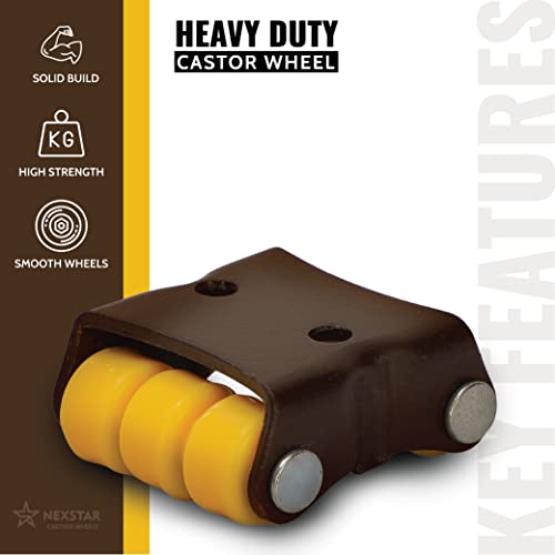 NexStar Wheels for Furniture/6-Wheels Mini Small Moving Caster Wheel 4 Pieces in 1 Box 150kg Load Capicity (Yellow) - Image 2