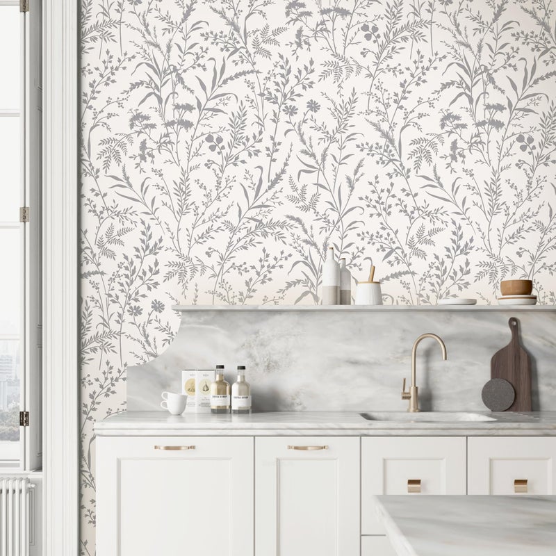 Erfoni 16.9''x118'' Leaf Peel and Stick Wallpaper Green and Beige Removable Wallpaper Green Leaf Self Adhesive Stick on Wall Paper DIY Boho Contact Paper for Cabinets Accent Wall Waterproof Vinyl Roll - Image 2