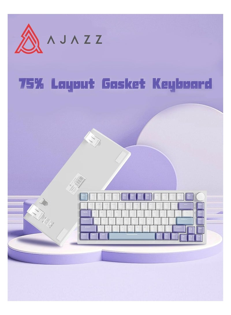 Ajazz K820 Wired Mechanical Gaming Keyboard - RGB Lighting Effects, 81 Keys with Volume Button, Type-C Connector, Windows/Mac/Android Compatible, 1.6M Cable (Violet)  - Image 2