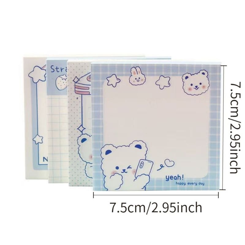 Strawberry Cute White Bear Sticky Notes 3pcs High Value Journaling Memo Pads Reusable Student Office Message Notes Back to School Season Small Gift - Image 3