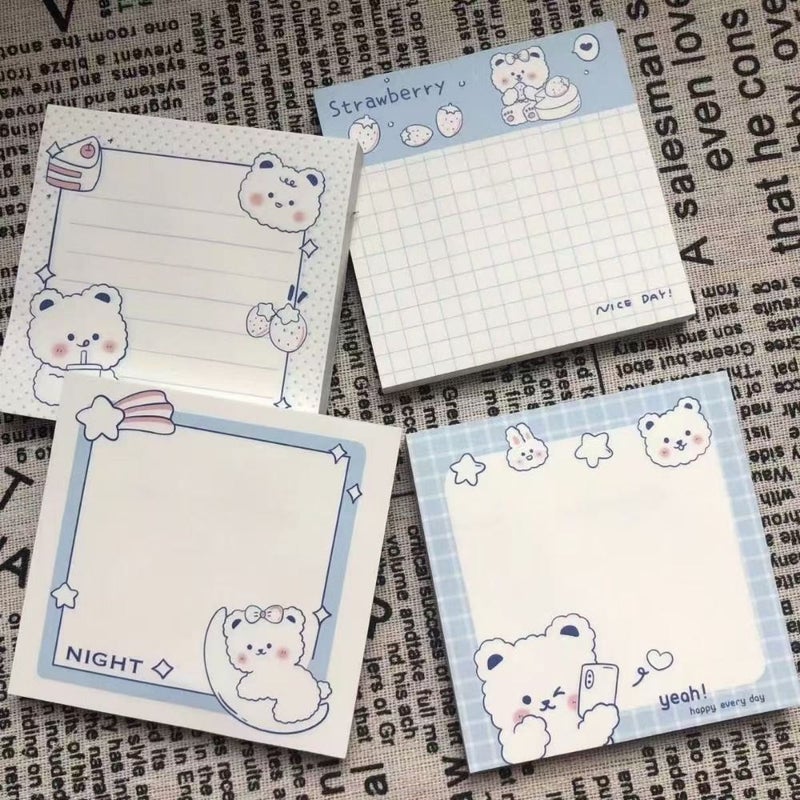Strawberry Cute White Bear Sticky Notes 3pcs High Value Journaling Memo Pads Reusable Student Office Message Notes Back to School Season Small Gift - Image 4