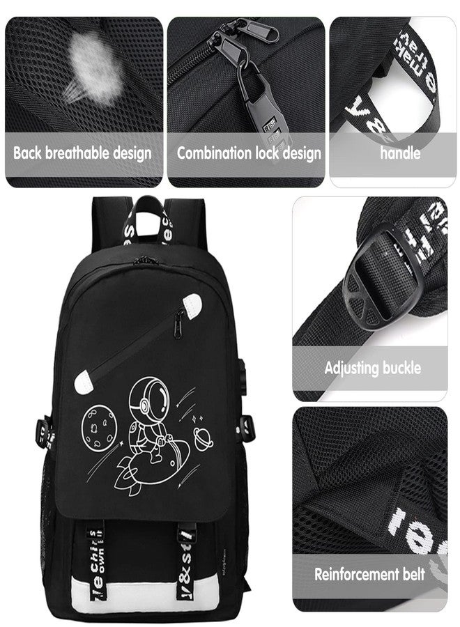 MCWTH School Backpacks for Teen Boys, Luminous School Bag Bookbags for Kids, Space Rocket, Large, Daypack Backpacks - Image 4