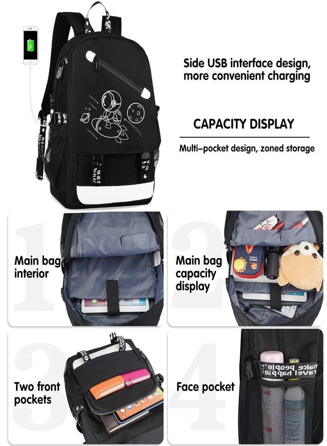 MCWTH School Backpacks for Teen Boys, Luminous School Bag Bookbags for Kids, Space Rocket, Large, Daypack Backpacks - Image 3