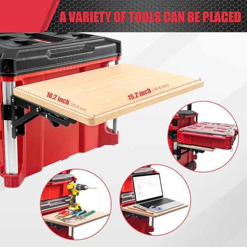 BPOPO Heavy Duty Foldable Work Table Compatible with Milwaukee Packout Toolbox,Side Storage for Your Packout System，Wood - Image 3