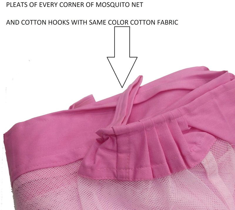 ANS Mosquito Net Polycotton King Size 7 x 7 Ft – Light Pink Bed Net with Same Color Cotton Border, Breathable Free Airflow Design, Durable & Washable Net for King Beds - Image 4