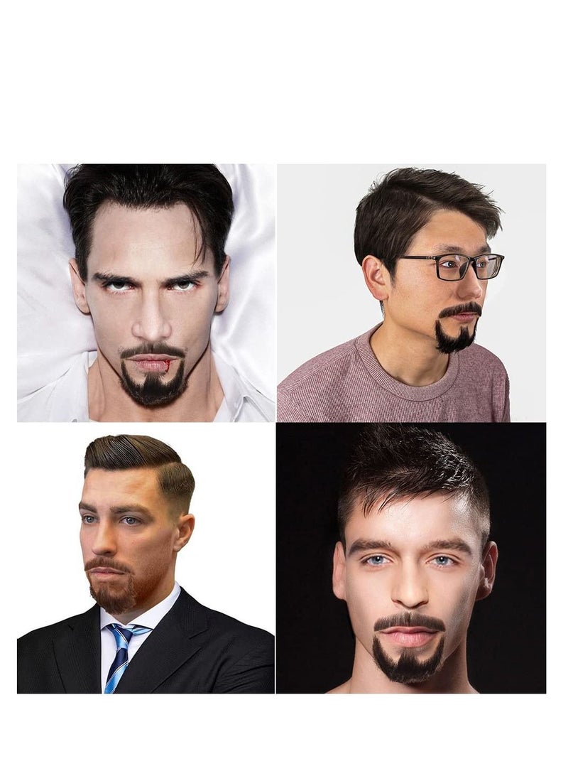 نيبمينينت شارب مزيف مربوط يدويًا للوجه لحى مستعارة من الدانتيل غير مرئي للترفيه والحفلات الدرامية والفيلم بني - Image 2