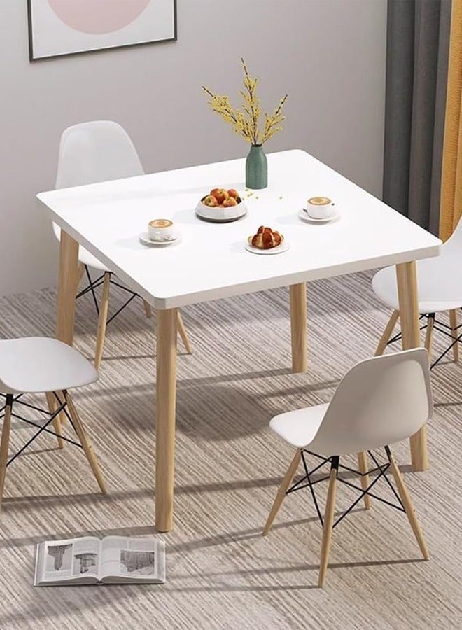 Taimi Modern Square Dining Table, White Solid Wood Dining Table Furniture for Kitchen, Dining Room, Living Room 80x80x72cm - Image 2