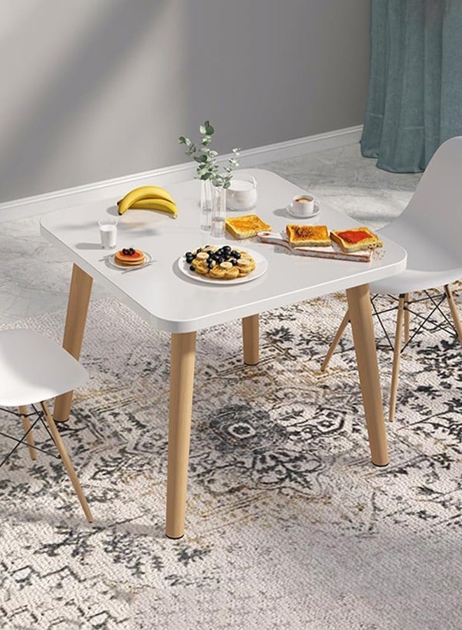Taimi Modern Square Dining Table, White Solid Wood Dining Table Furniture for Kitchen, Dining Room, Living Room 80x80x72cm - Image 4