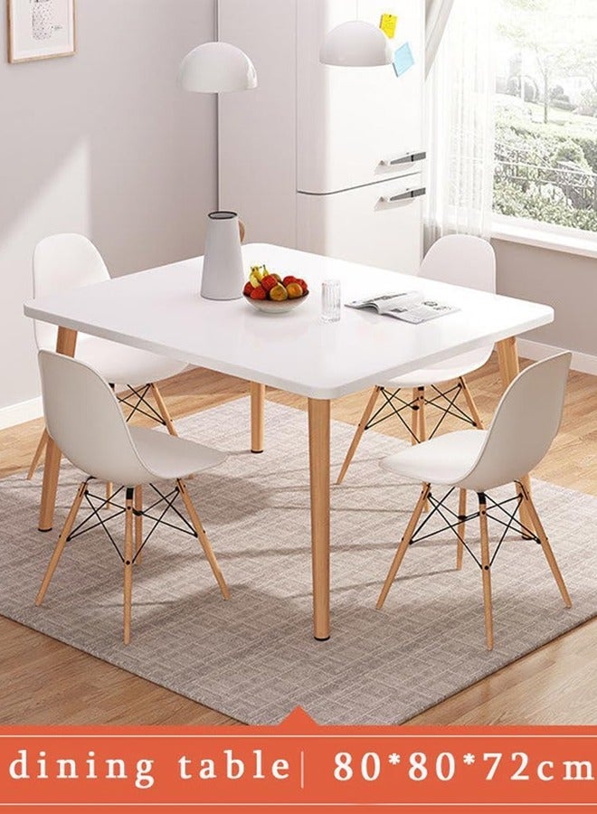 Taimi Modern Square Dining Table, White Solid Wood Dining Table Furniture for Kitchen, Dining Room, Living Room 80x80x72cm - Image 5