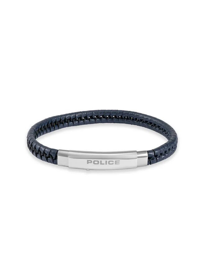 POLICE Indy II Blue Leather Bracelet for Men