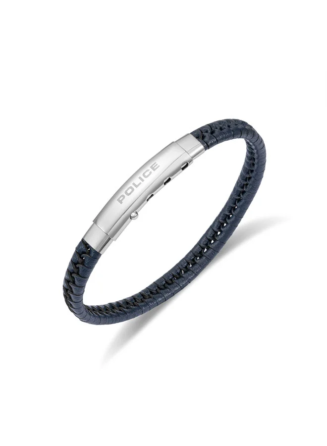 POLICE Indy II Blue Leather Bracelet for Men