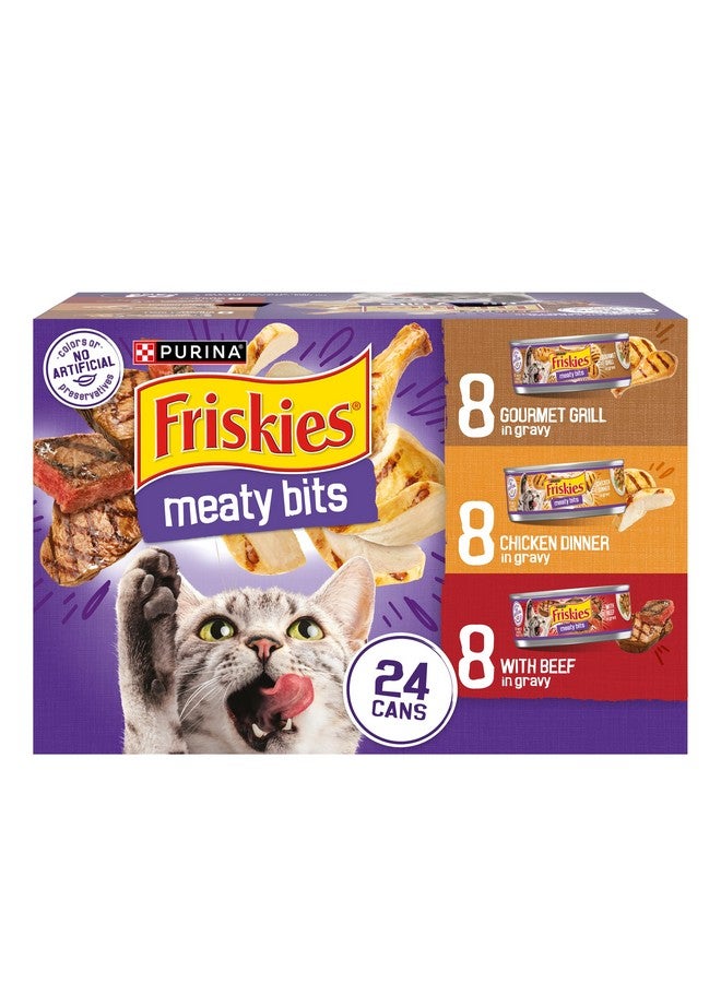 فريسكس طعام القطط الرطب بورينا فريسكيز بنكهة المرق، عبوة متنوعة من قطع اللحم - (عبوة من ٢٤ علبة) ٥.٥ أونصة - Image 1