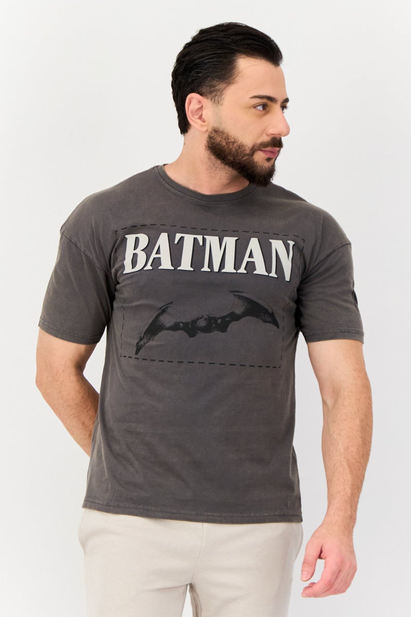 Batman Men Crew Neck Short Sleeve Graphic Print T-Shirt, Grey - Image 1