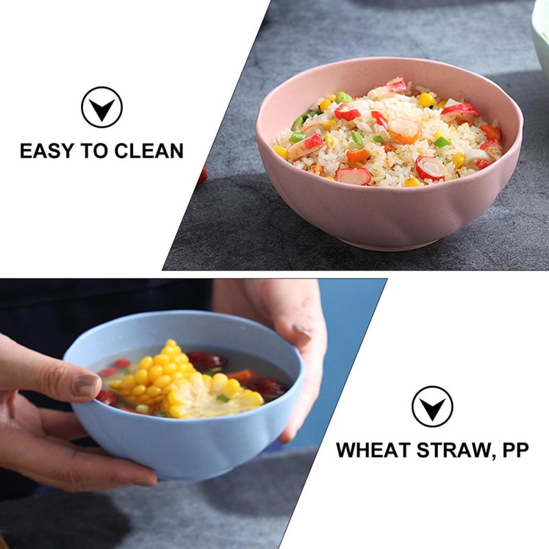 5pcs Wheat Straw Soup Rice Bowl Set Lightweight Sturdy Food Grade Home Dining - Image 4