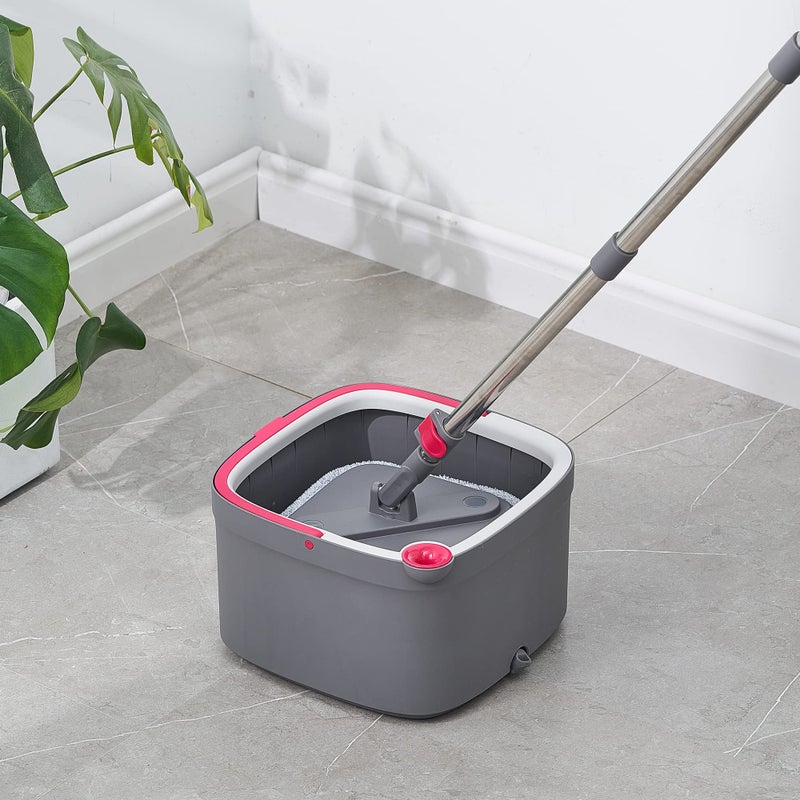 True & Tidy يتضمن نظام الممسحة والدلو True & Tidy ممسحة دوارة مربعة ودلو ممسحة مزدوج الحجرة ووسادات ممسحة سميكة قابلة للغسل في الغسالة ورأس ممسحة ممسحة إضافية - Image 3