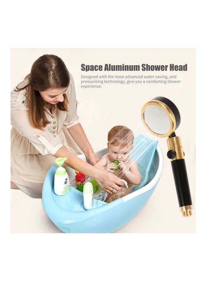 NIBEMINENT Rotatable Shower Head With ON And Off Pause Switch Black/Gold - Image 3