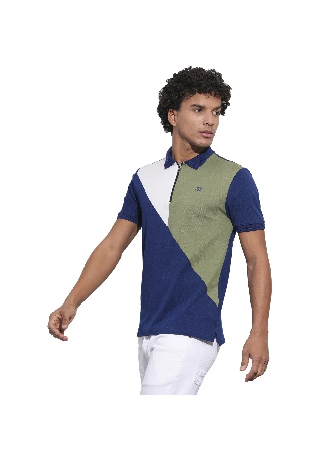 بيينغ هيومان Mens Navy Polo Collar Short Sleeve Polo T-Shirt