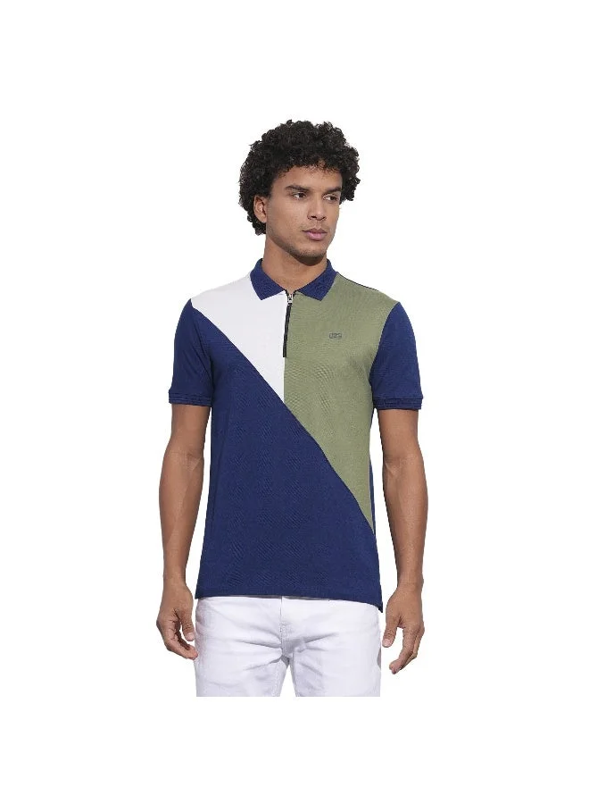 بيينغ هيومان Mens Navy Polo Collar Short Sleeve Polo T-Shirt