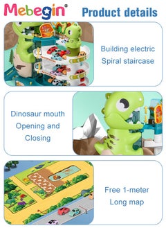 MEBEGIN Dinosaur Track Parking Lot with Music and Light Effects, 3-floor Toy Car Garage for Kids, Garage Track Set with 6 Cars and 1 Map, STEM Educational Playset, Perfect Toy for Endless Fun and Learning, Ideal Gift for Kids, 58*15.8*33cm  - Image 3