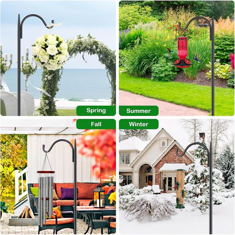 FEED GARDEN Adjustable Outdoor Shepherd Hook Bird Feeder Pole with 5 Prongs Base, 60 Inch Tall 5/8 Inch Thick, Heavy Duty Shepard Hook Stand for Hanging Bird Feeders, Plant Baskets, Black (1 Pack) - Image 5