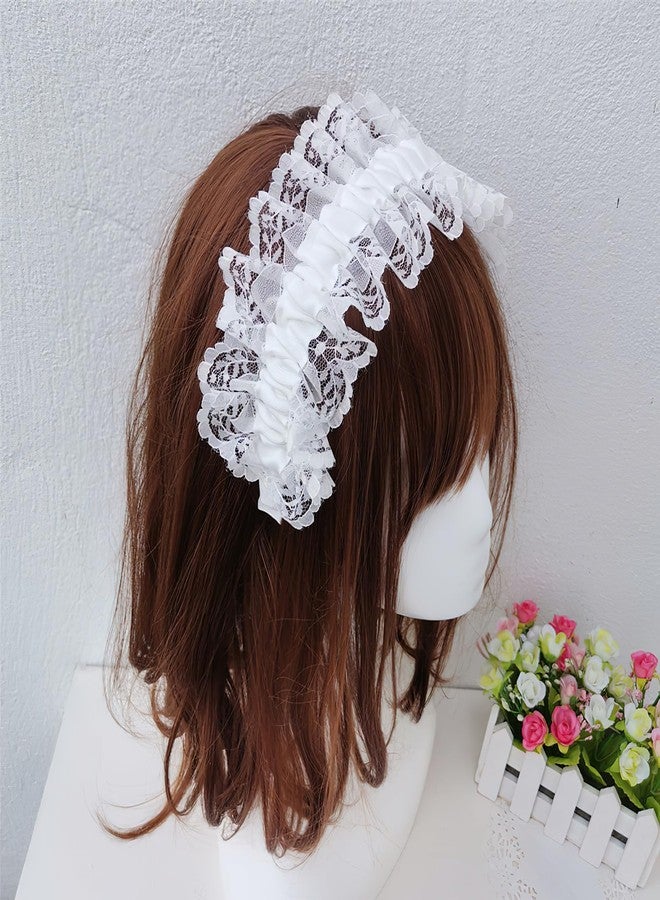 AUOCATTAIL Lace Hairband White Hairband Hair Accessories Sweet Gothic French Headdress For woman Cosplay Costume Hair Hoop - Image 3