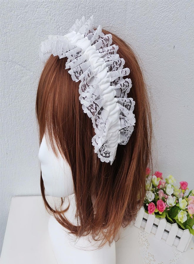 AUOCATTAIL Lace Hairband White Hairband Hair Accessories Sweet Gothic French Headdress For woman Cosplay Costume Hair Hoop - Image 1