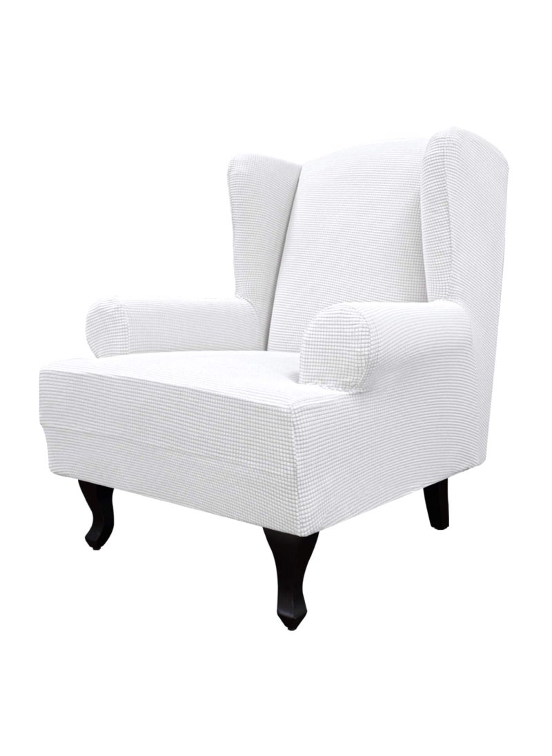 Easy-Going EasyGoing Stretch Wingback Chair Sofa Slipcover 1Piece Sofa Cover Furniture Protector Couch Soft with Elastic Bottom Spandex Jacquard Fabric Small Checks LargeSnow White 