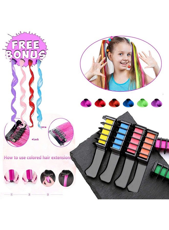 MSDADA Hair Chalk - New Hair Chalk Comb Temporary Bright Washable Hair Color Dye for Girls Kids with Hair Extensions Clips - Birthday Party Christmas Gifts Toys for Girls Kids Age 6-8-10-12 Years Old - Image 4