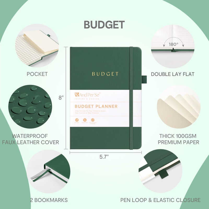 &And Per Se And Per Se Budget Planner, Monthly Budget Notebook with Expense Tracker, Undated Financial Planner & Bill Organizer Book - A5 Size, Hardcover (Forest Green) - Image 2