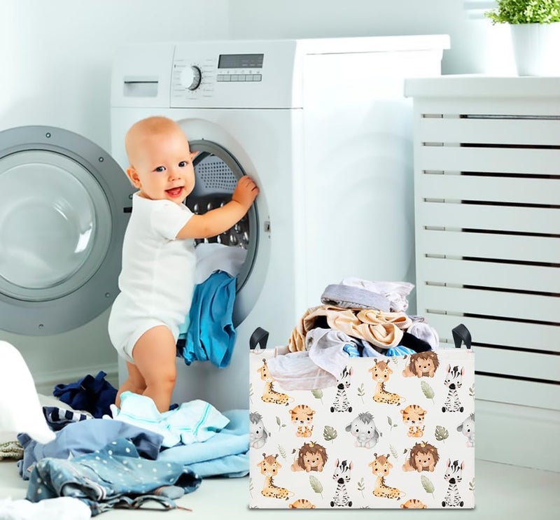 CLOCOR Rectangular Storage Basket Empty,Gift Basket,Waterproof Storage Bin with Handles,Room Decor(Watercolor Animal) - Image 4