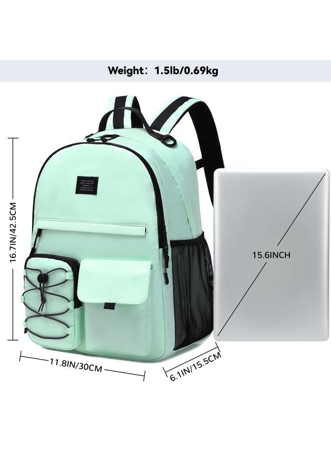 Lohol Casual Backpack for Teen Boys Girls, Stylish Daypack with Anti Theft Pocket for School, Work, or Travel (Light Green) - Image 2