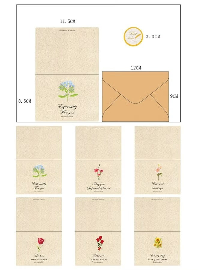 6 Packs Greeting Card Floral Designs of Greeting Cards with Envelopes, Stickers, Blank Note Cards for Friend - Image 2