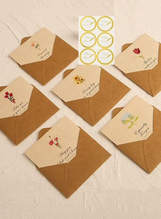 6 Packs Greeting Card Floral Designs of Greeting Cards with Envelopes, Stickers, Blank Note Cards for Friend - Image 1