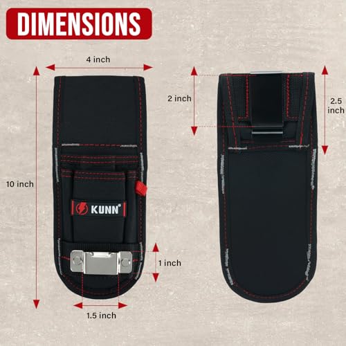 KUNN Small Tool Pouch with Belt Clip Utility 4-Pocket Pouch Holster Lightweight Small Tool Belt Pouches for Carpenters, Technicians, HVAC - Image 3