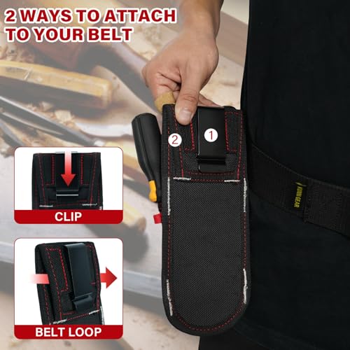 KUNN Small Tool Pouch with Belt Clip Utility 4-Pocket Pouch Holster Lightweight Small Tool Belt Pouches for Carpenters, Technicians, HVAC - Image 5