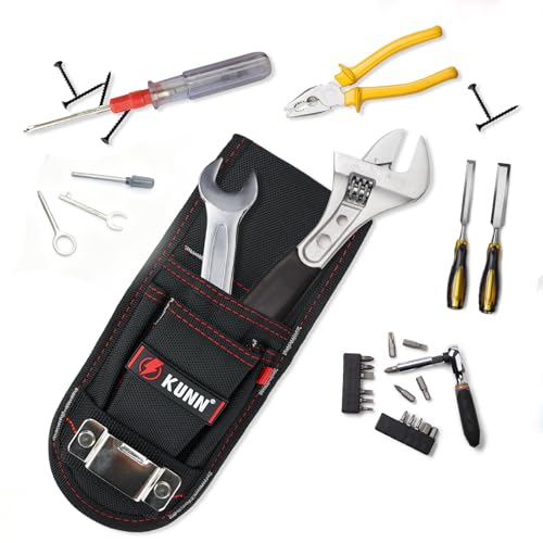 KUNN Small Tool Pouch with Belt Clip Utility 4-Pocket Pouch Holster Lightweight Small Tool Belt Pouches for Carpenters, Technicians, HVAC - Image 2