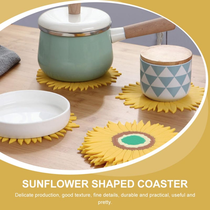 Sunflower PVC Heat Insulation Placemats Set 2pcs Large 19cm Small 9 9cm Anti Scald Non Slip - Image 5