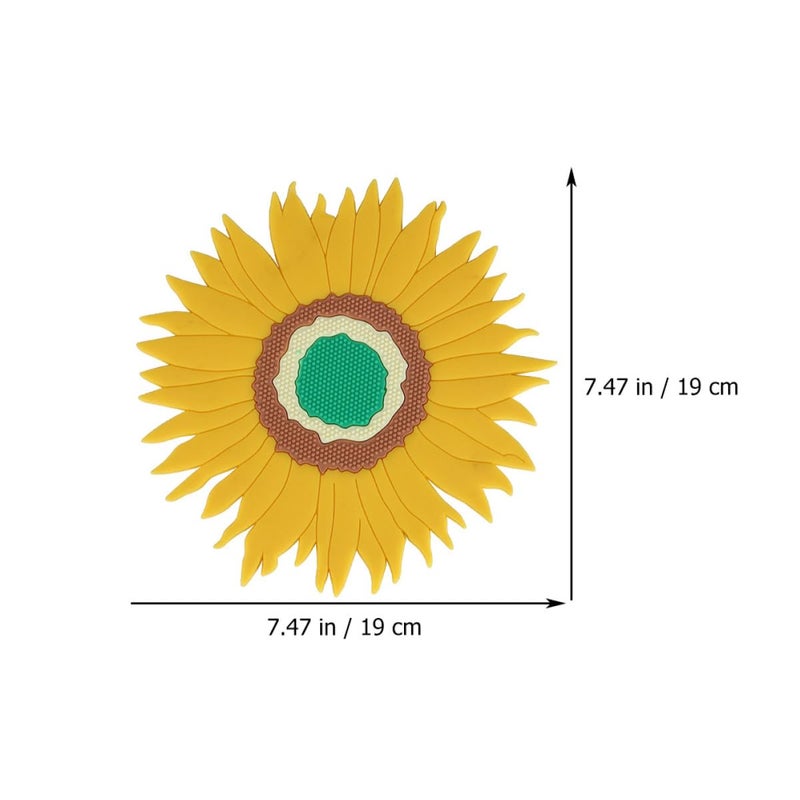Sunflower PVC Heat Insulation Placemats Set 2pcs Large 19cm Small 9 9cm Anti Scald Non Slip - Image 3